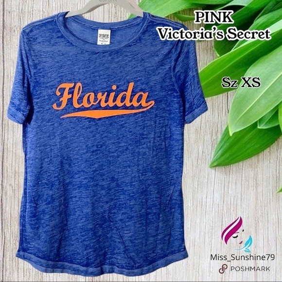 PINK VS - Sz XS - blue transparent Florida Tee - Picture 1 of 6